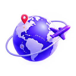A globe with a plane in orbit